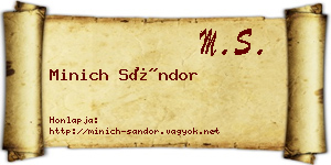 Minich Sándor névjegykártya